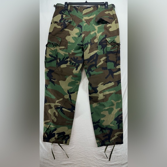 Vintage US Military Pants Men's L Long Woodland Camo Ripstop Hot Weather Cargo - Picture 3 of 16